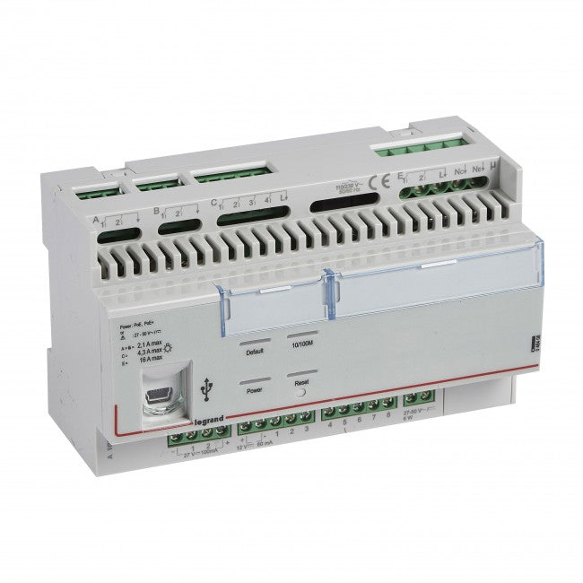 Legrand Bacnet room controller unit with 8 inputs and 10 outputs for hotel room management - 8 DIN modules - vnetwork